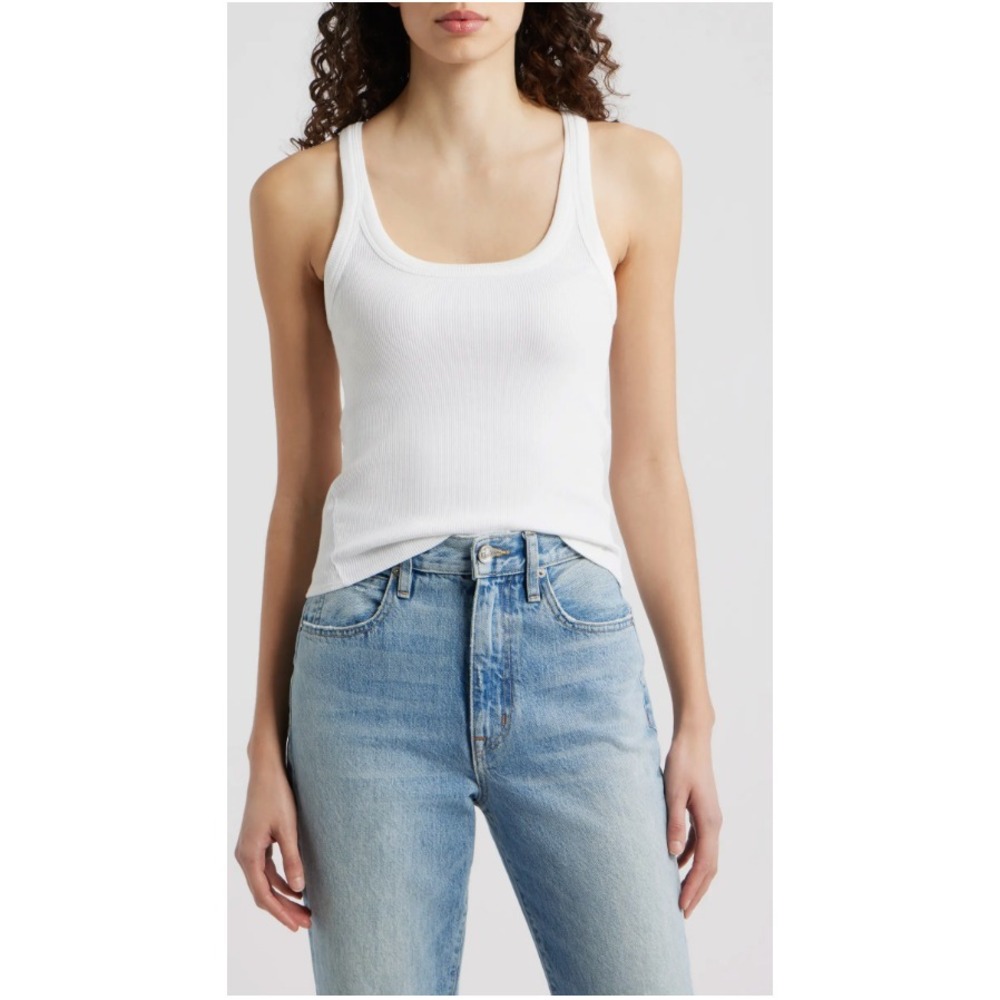 Rag & Bone Essential Rib Tank Womens XS White Scoopneck